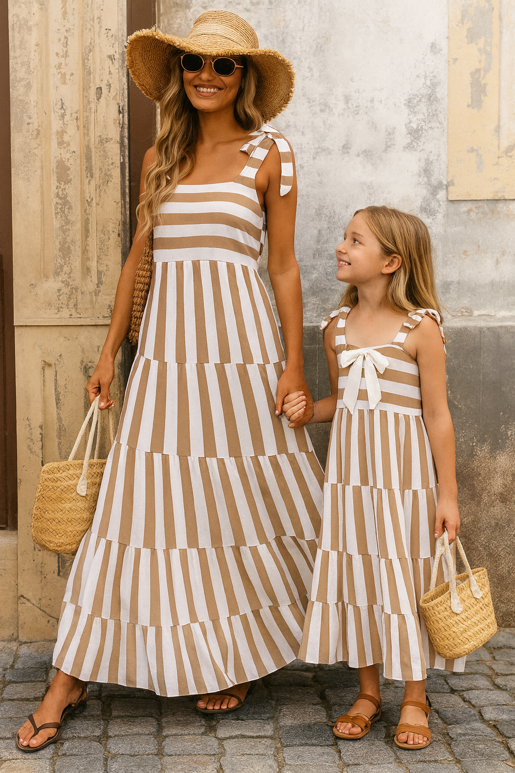 Mommy & Me Striped and Floral Sleeveless Maxi Dress