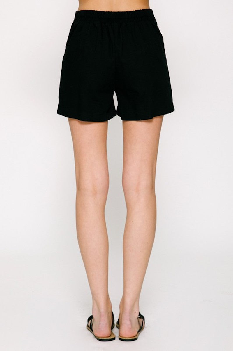 Black Button Shorts