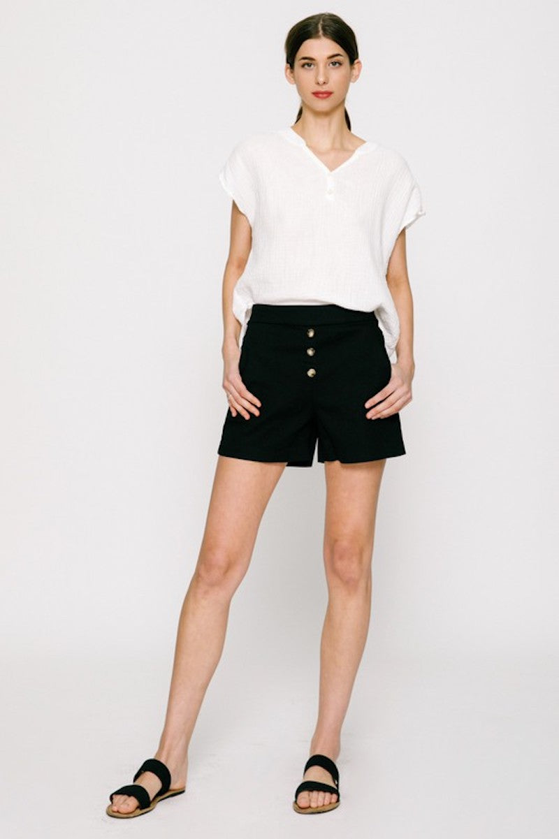 Black Button Shorts