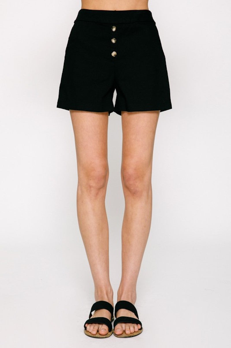 Black Button Shorts