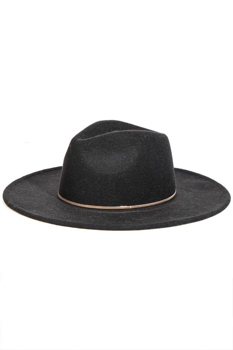 Gold Band Hat in Black