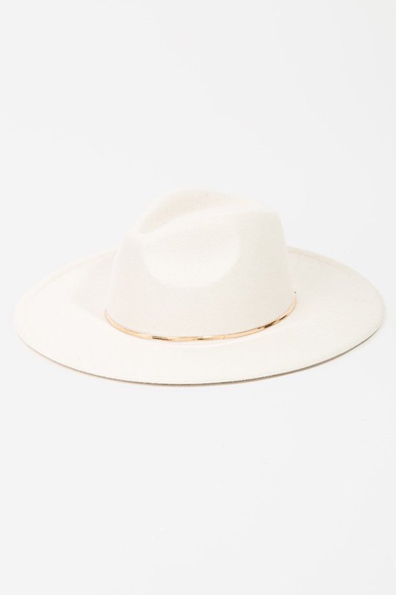Gold Band Hat in Ivory