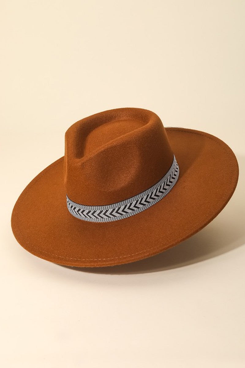 Camel Brown Chevron Band Hat