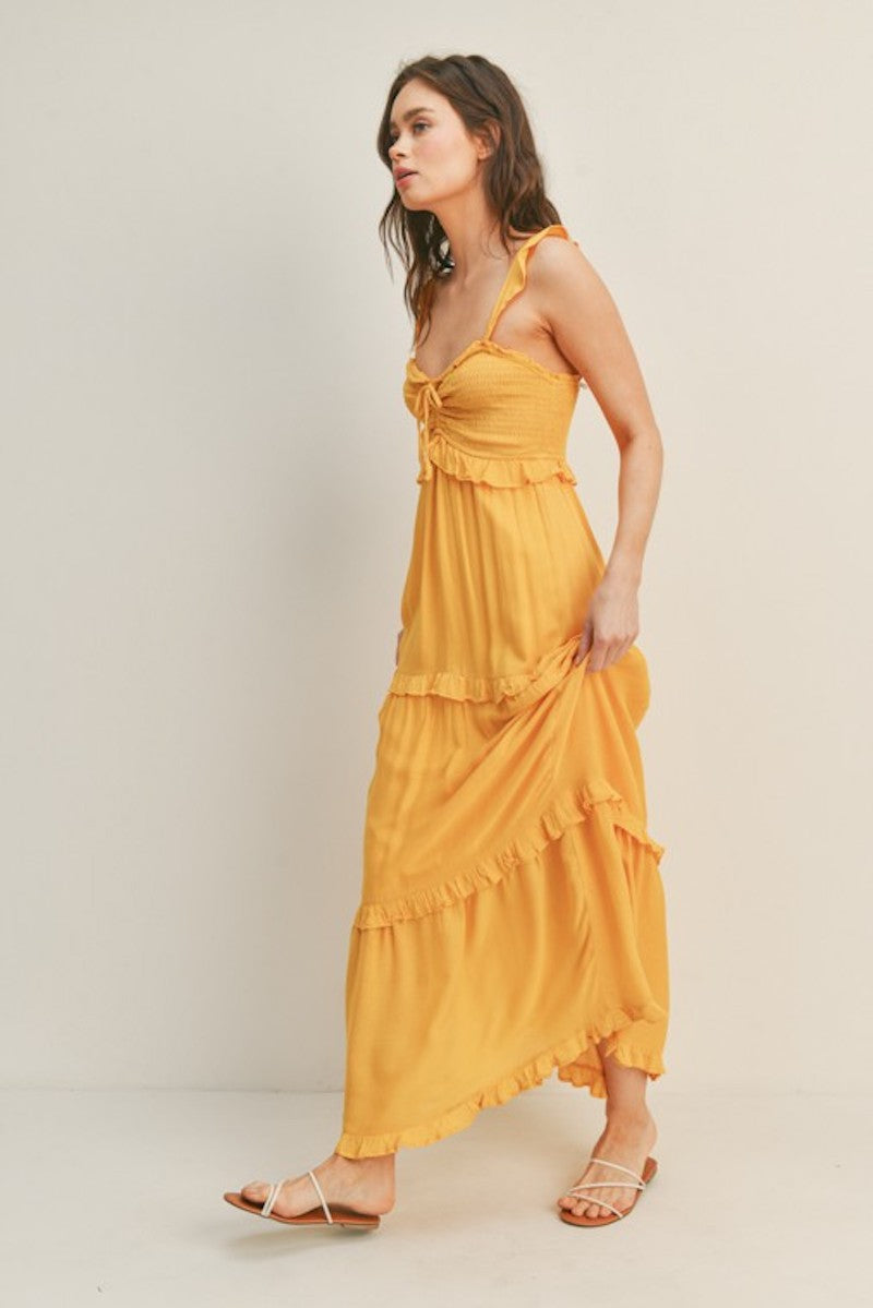 boho mustard maxi dress