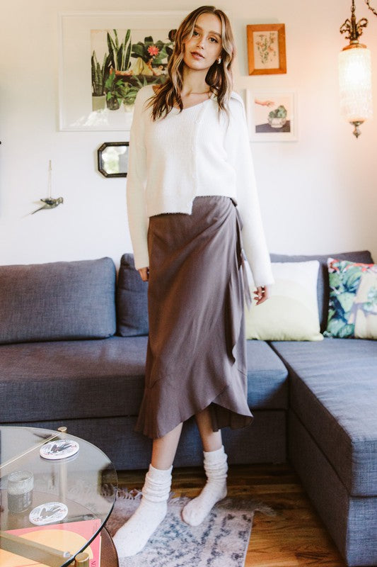 Unbalanced V-Neck Sweater Top