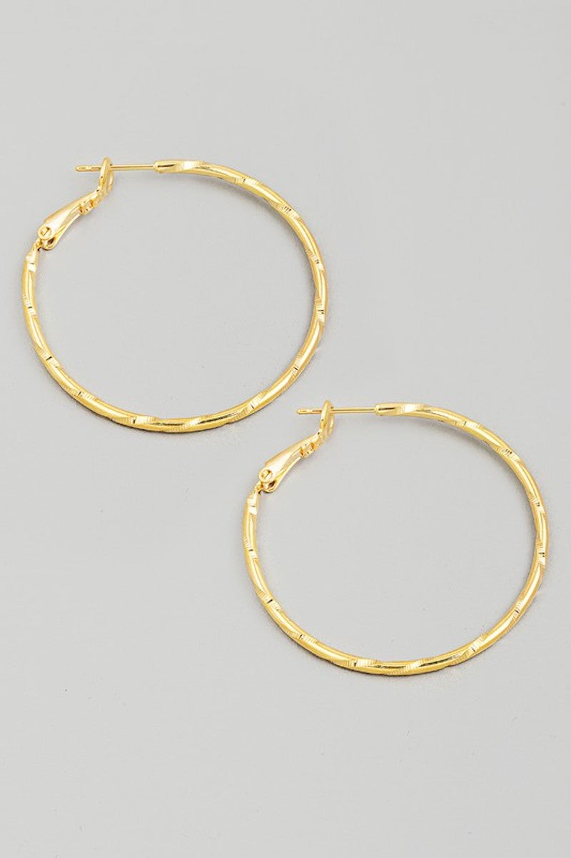 Gold textured hoops