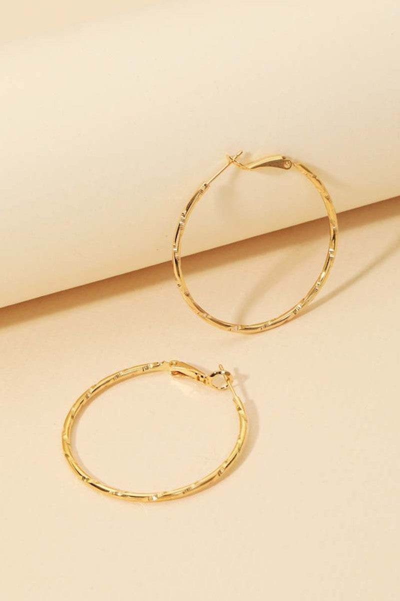 Gold textured hoops