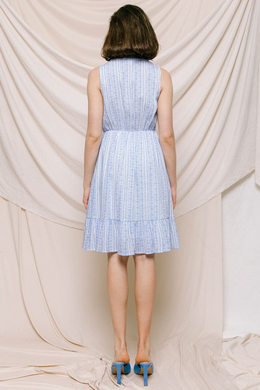 White Blue print dress