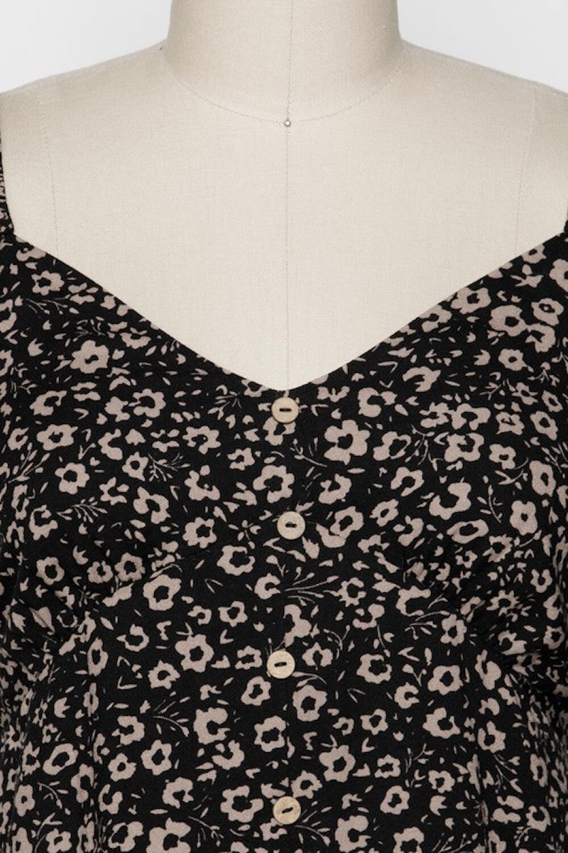 Black & Tan Floral Midi