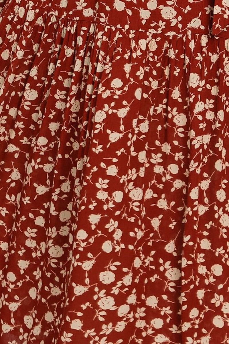 Rust Floral Wrap dress