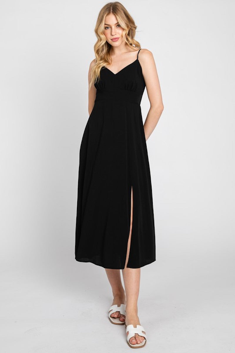 Sadie's Sleek Midi Dress in Black or Hunter Green