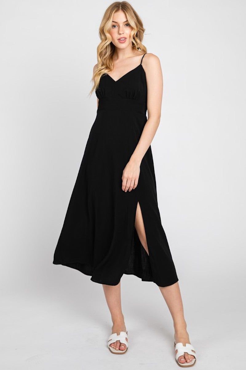Sadie's Sleek Midi Dress in Black or Hunter Green