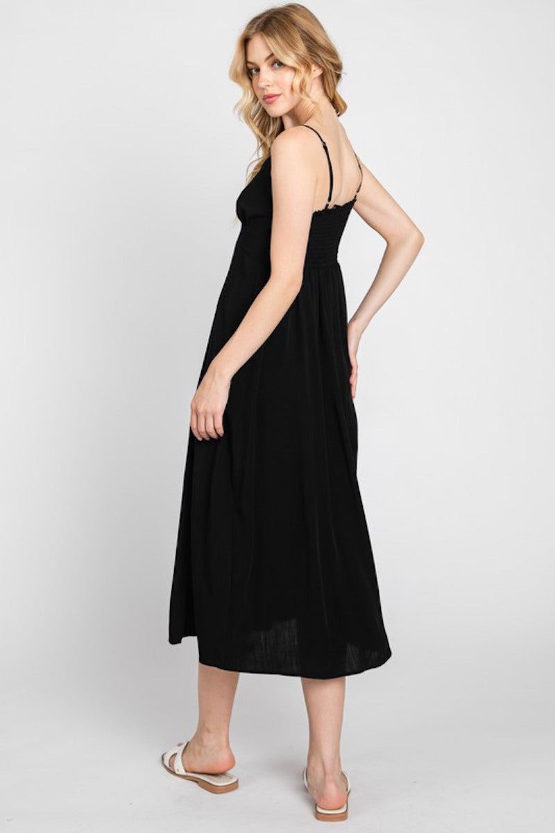 Sadie's Sleek Midi Dress in Black or Hunter Green