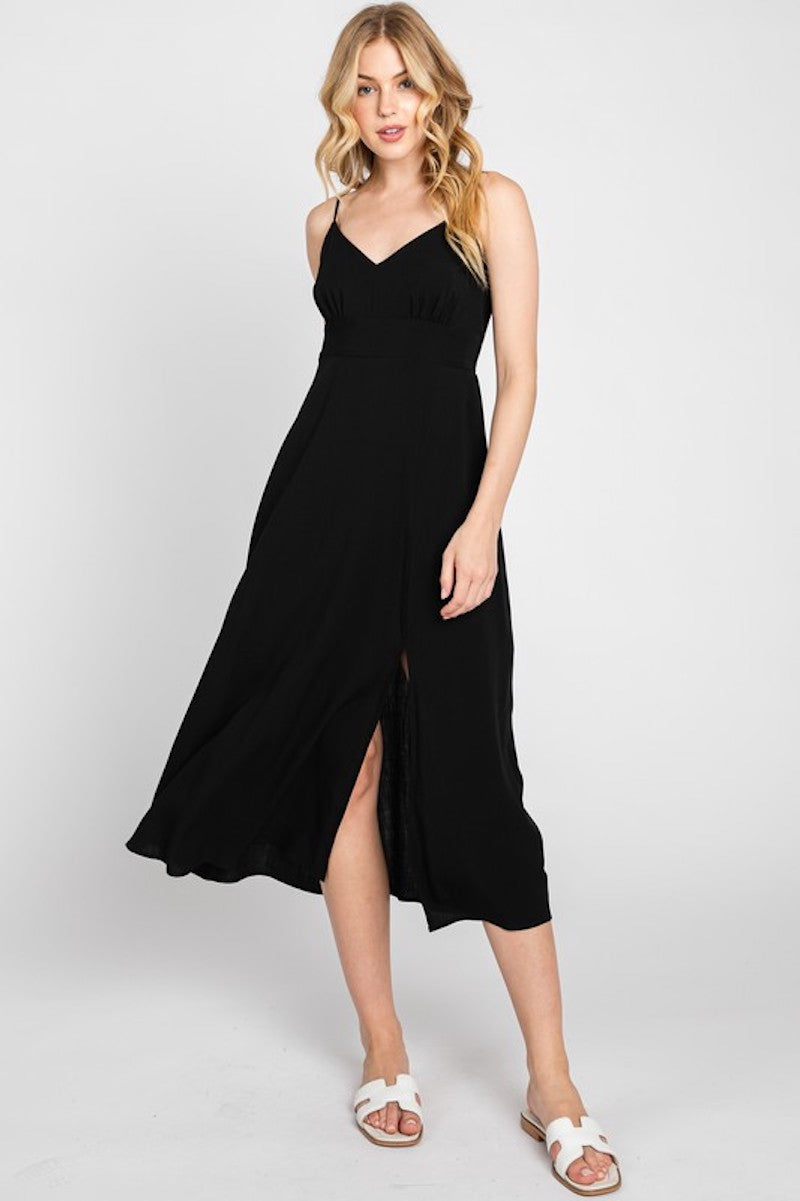 Sadie's Sleek Midi Dress in Black or Hunter Green