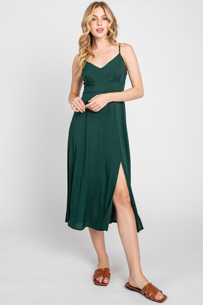 Sadie's Sleek Midi Dress in Black or Hunter Green