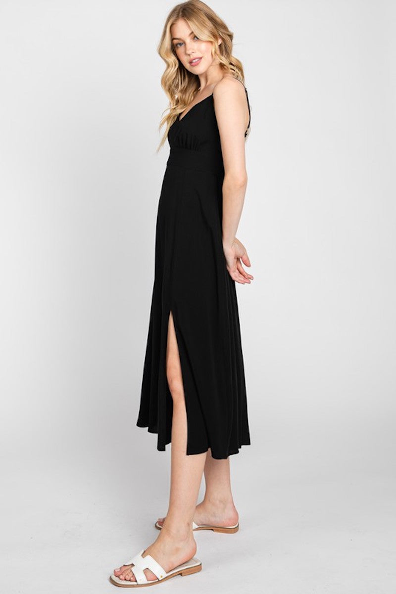 Sadie's Sleek Midi Dress in Black or Hunter Green