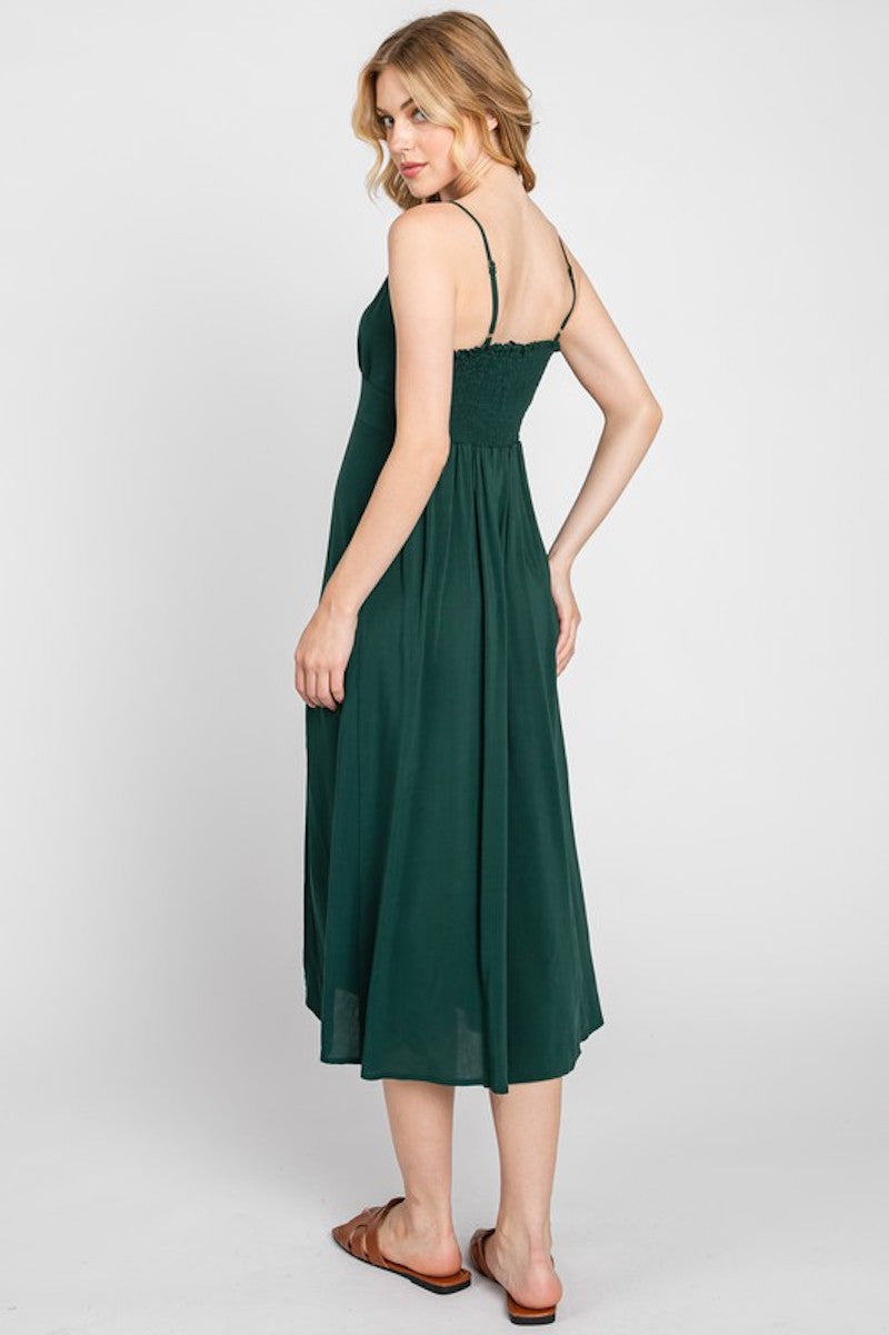 Sadie's Sleek Midi Dress in Black or Hunter Green