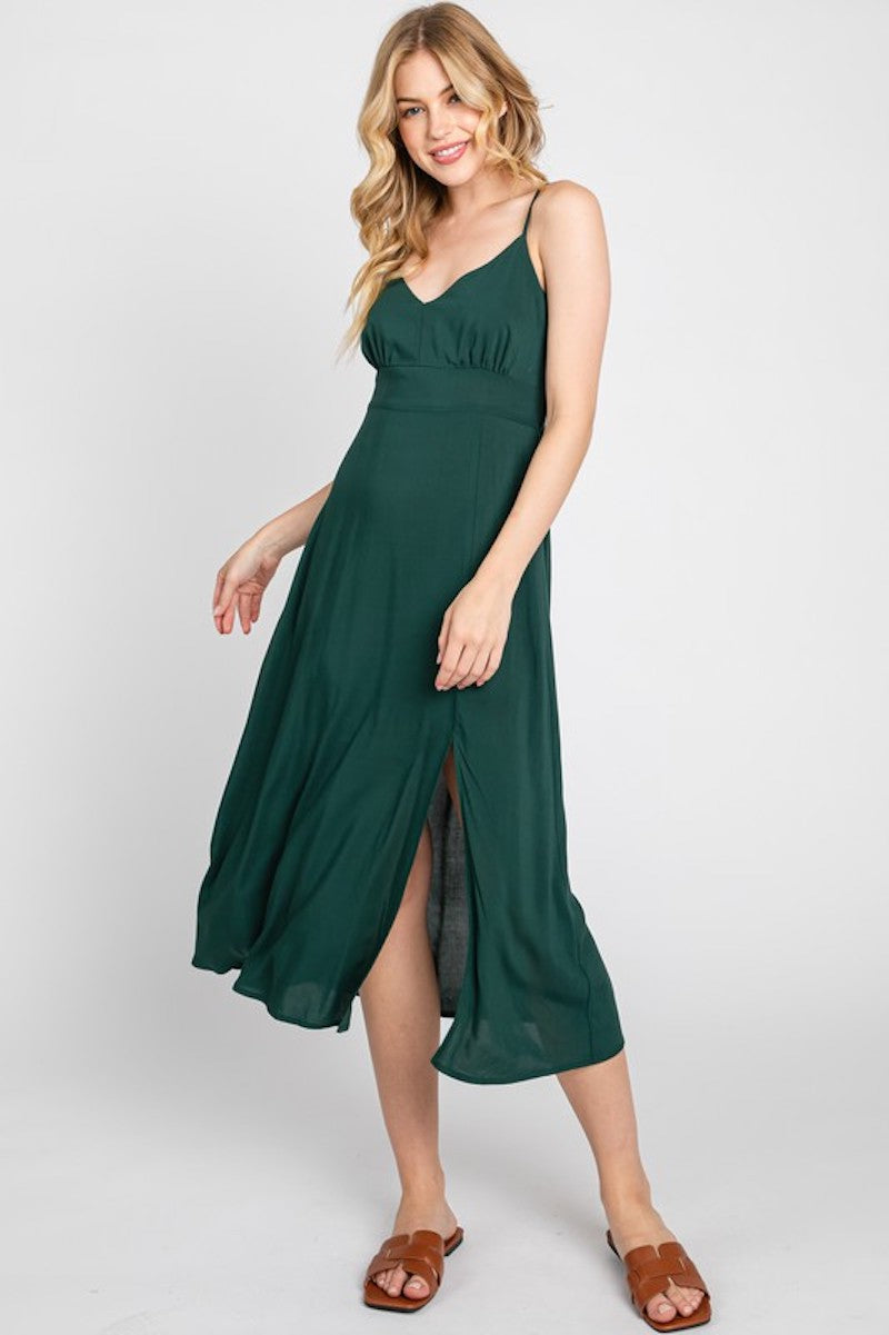 Sadie's Sleek Midi Dress in Black or Hunter Green