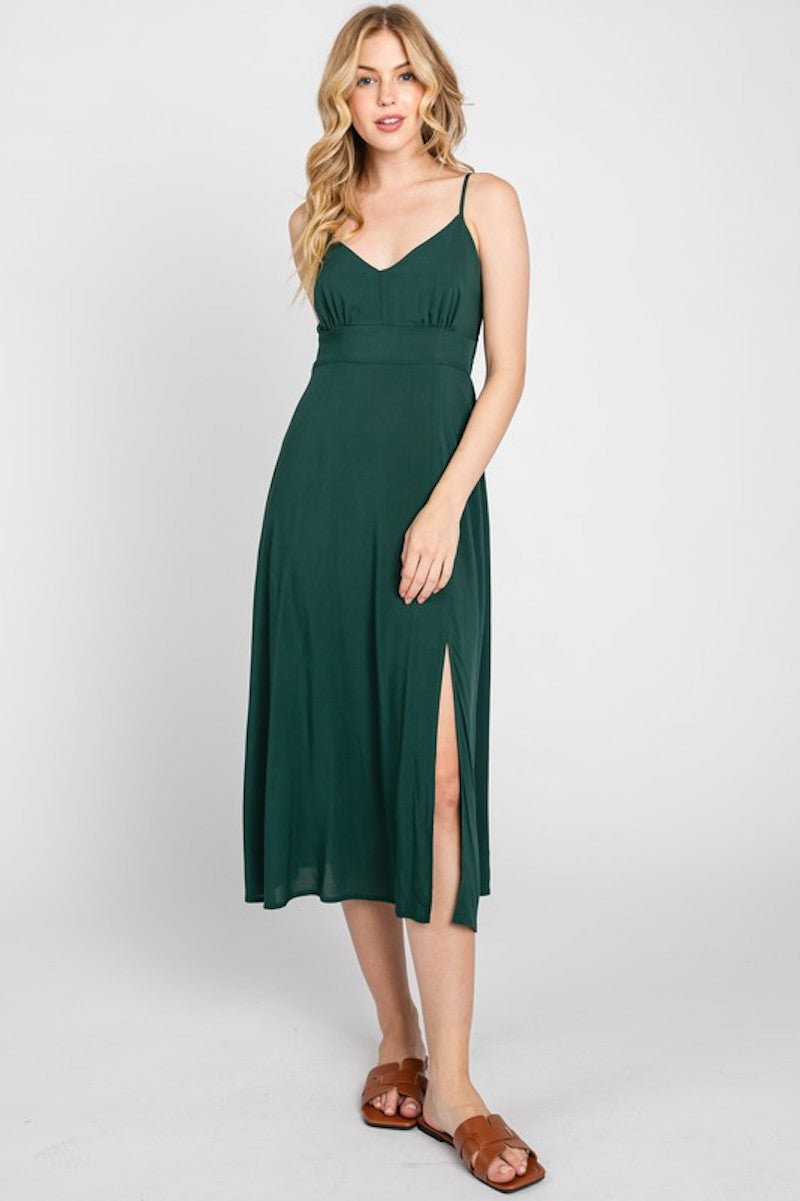Sadie's Sleek Midi Dress in Black or Hunter Green