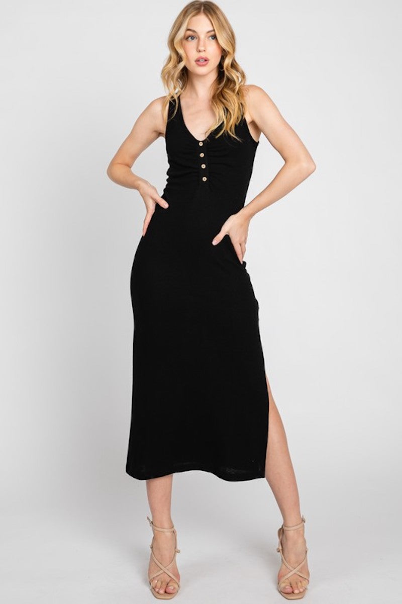 Black Button Comfy Dress