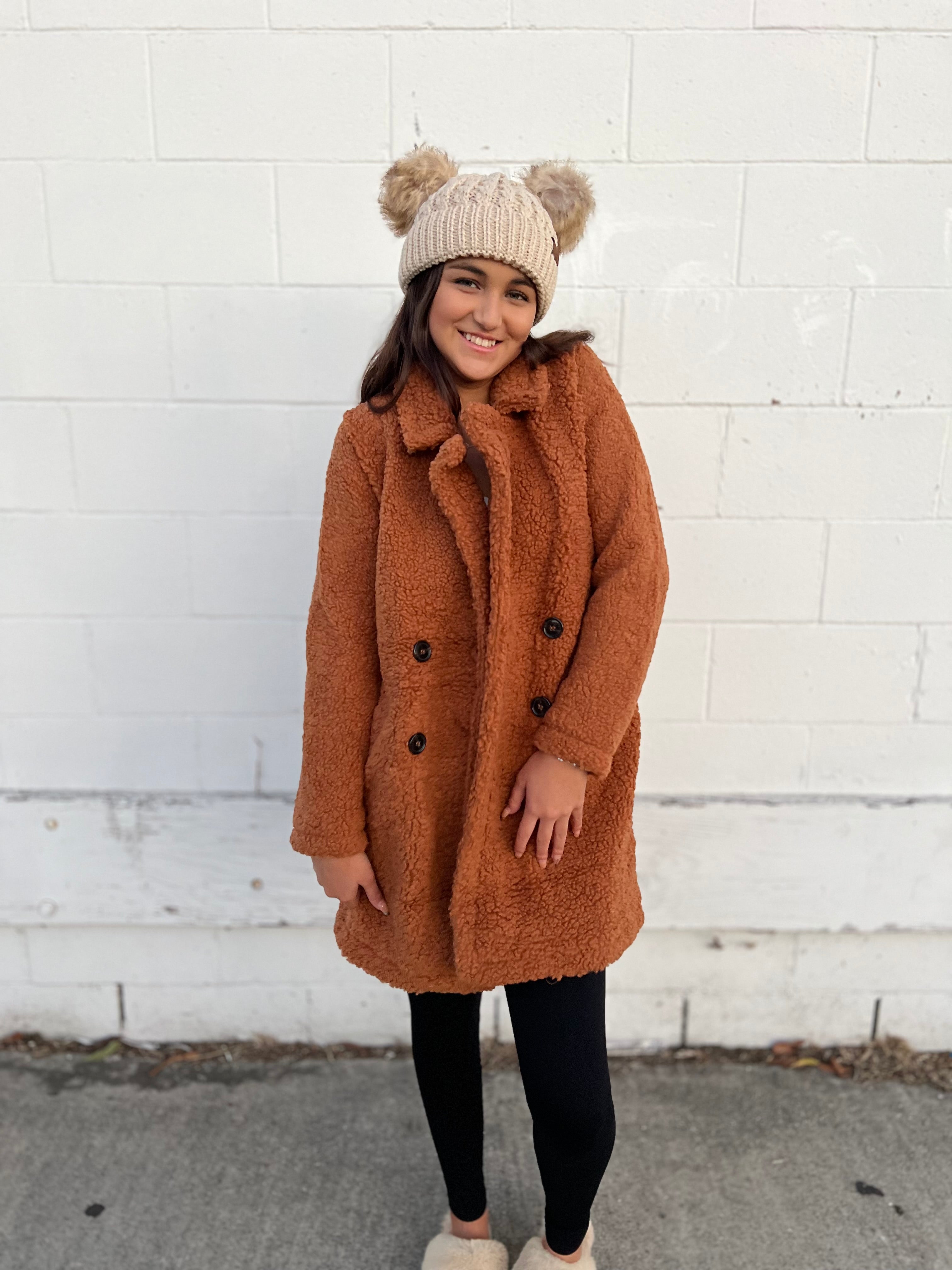 Caramel Sherpa Coat AndyLiz