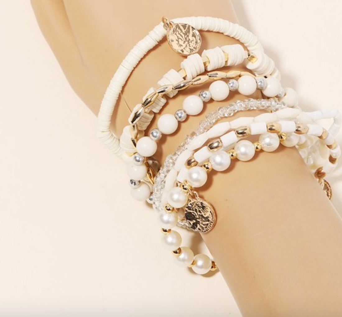 White Stackable Bracelet Set
