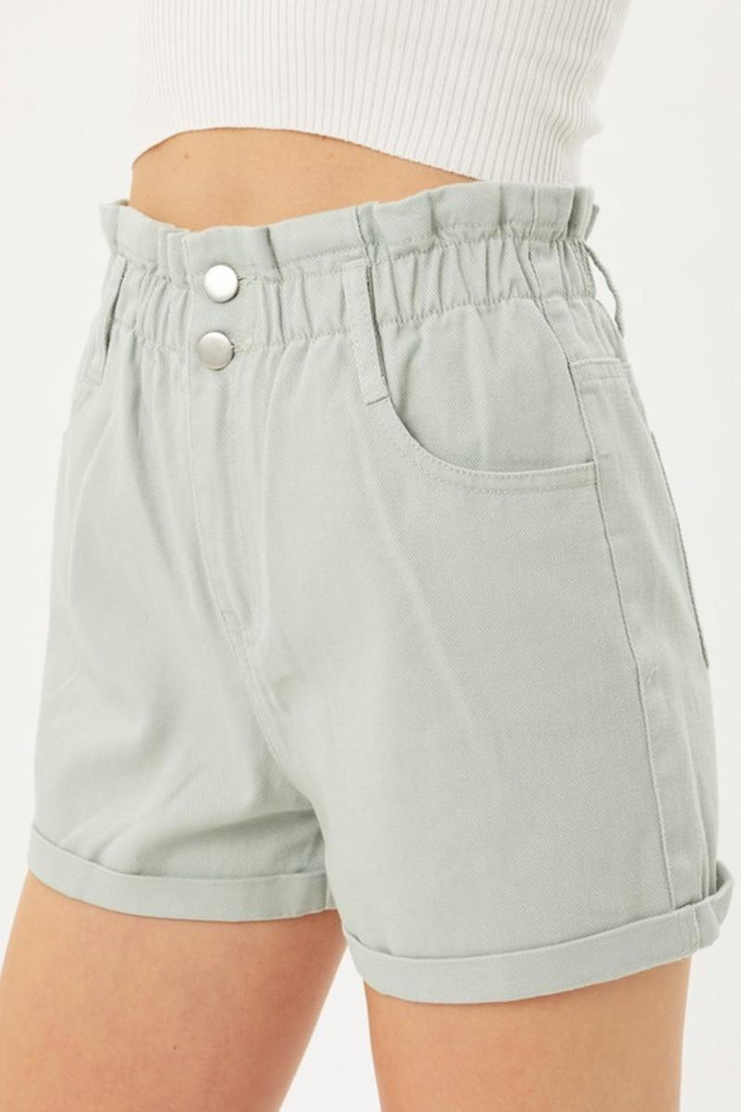 Mint Ruffle Waist Shorts