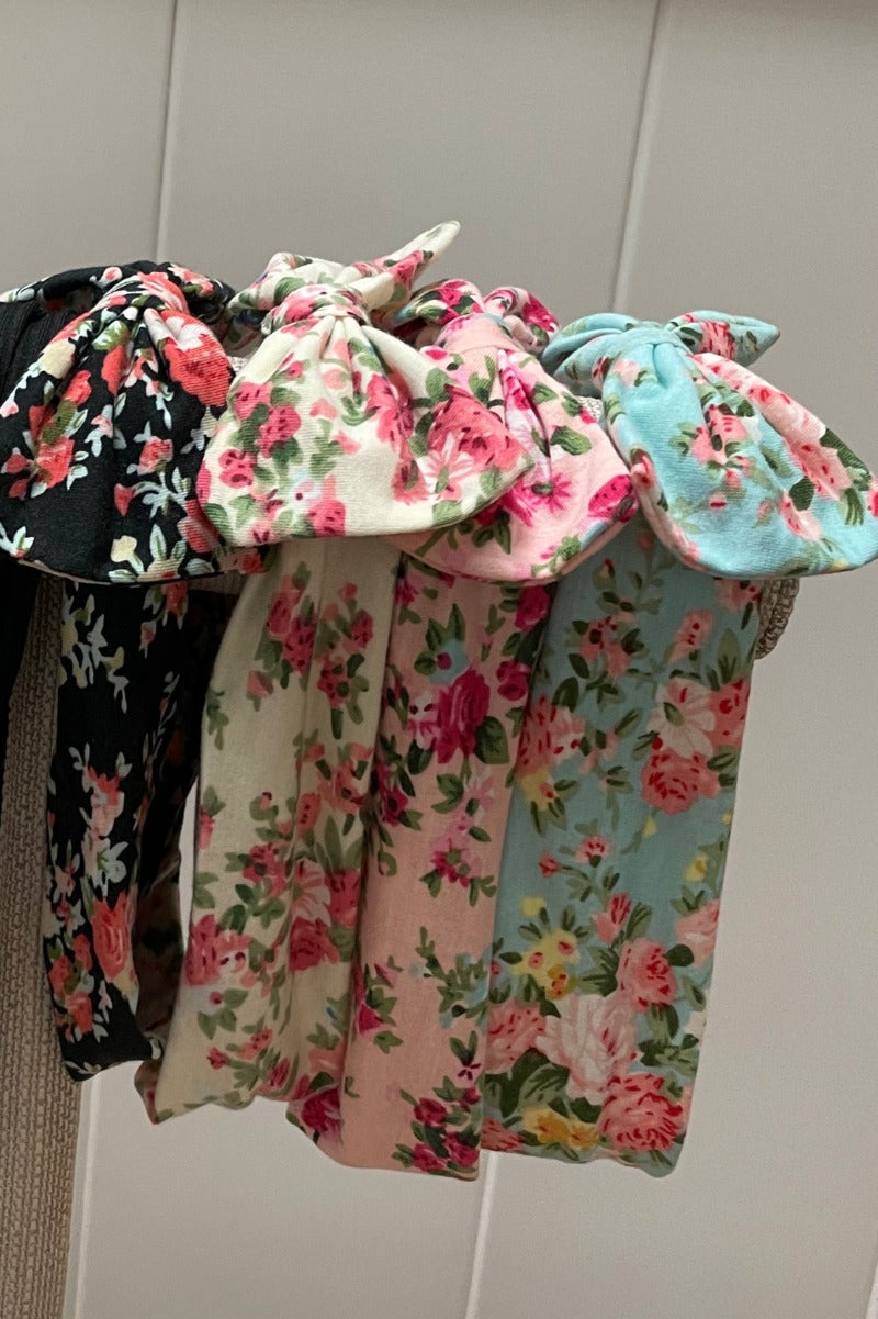 Floral Bow Stretchy Material Headbands