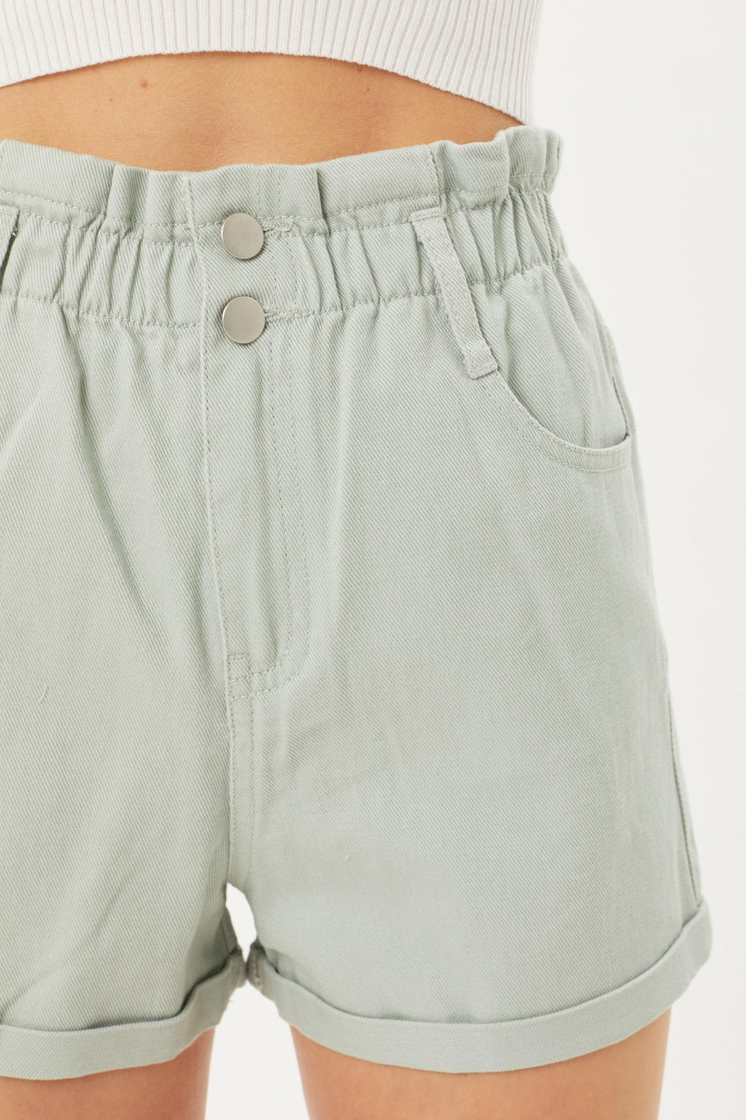 Mint Ruffle Waist Shorts