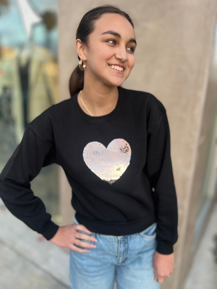 Sequin Heart Sweatshirt