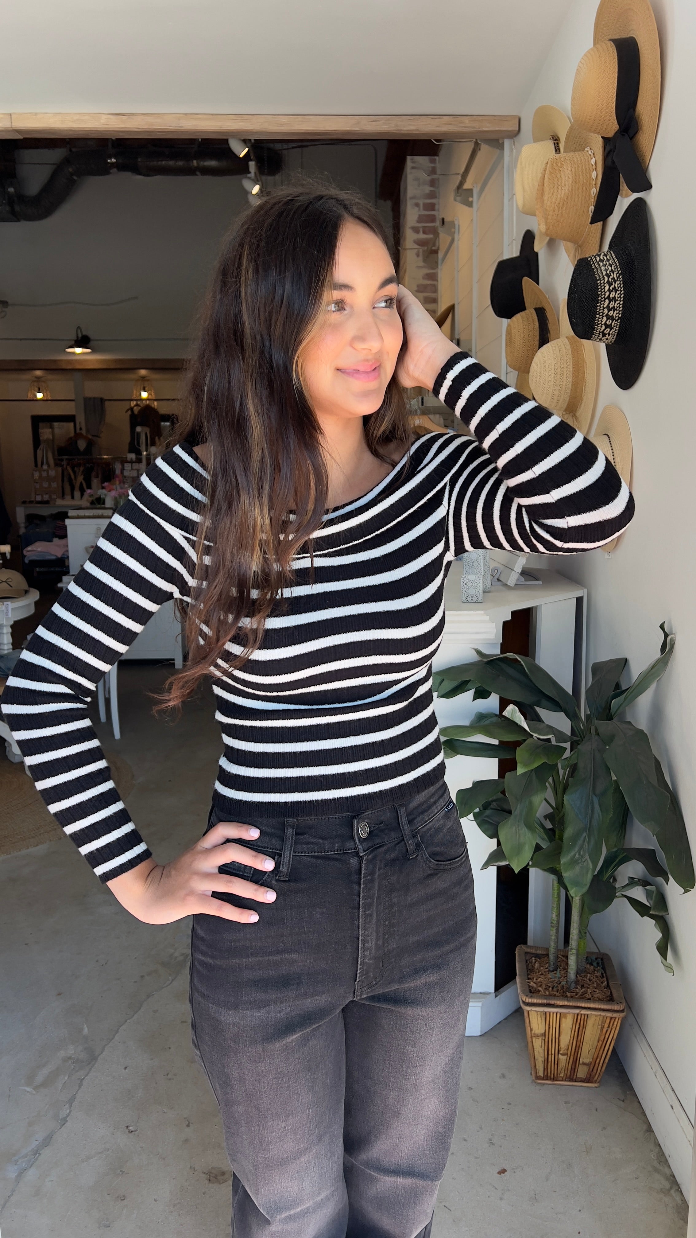 Stripe off shoulder top | AndyLiz