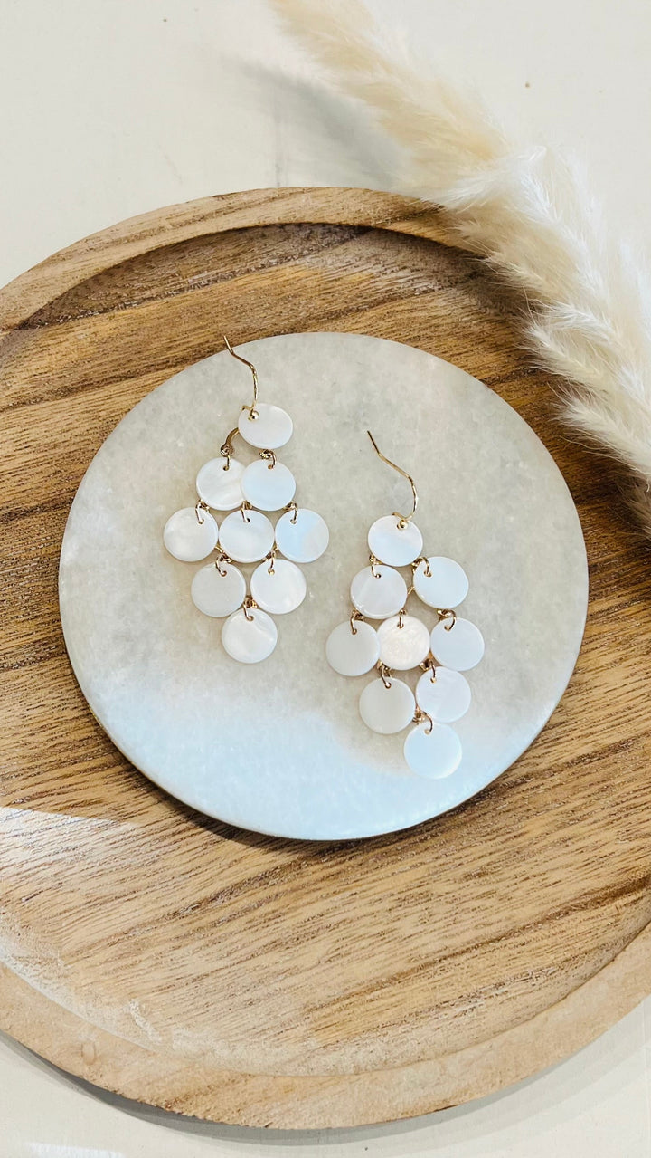 Ivory Disc Drop Earrings