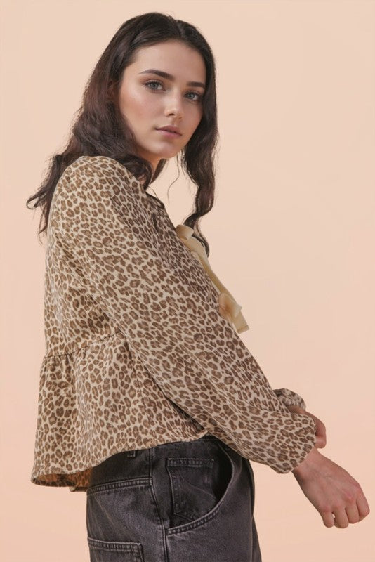 Leopard Bow Blouse