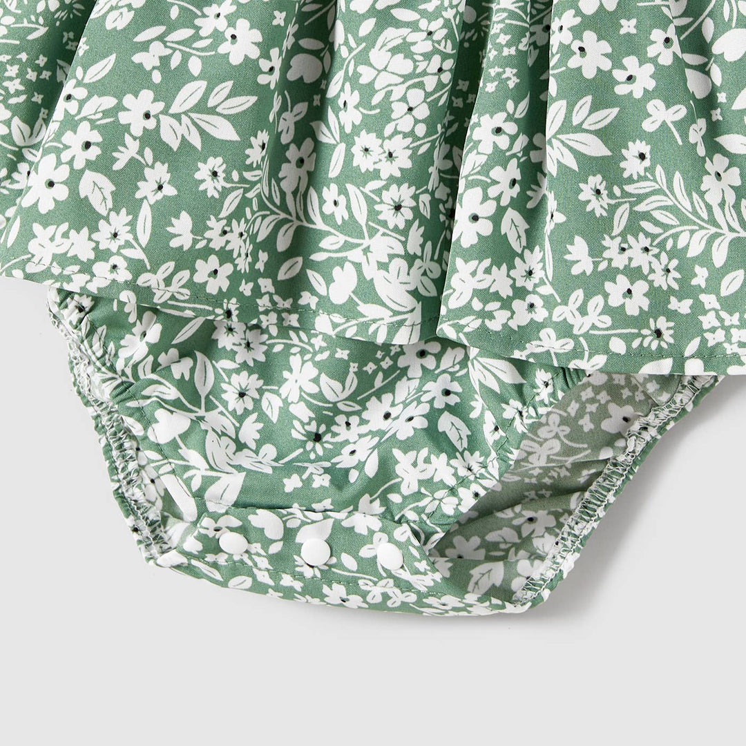 Green & White Floral