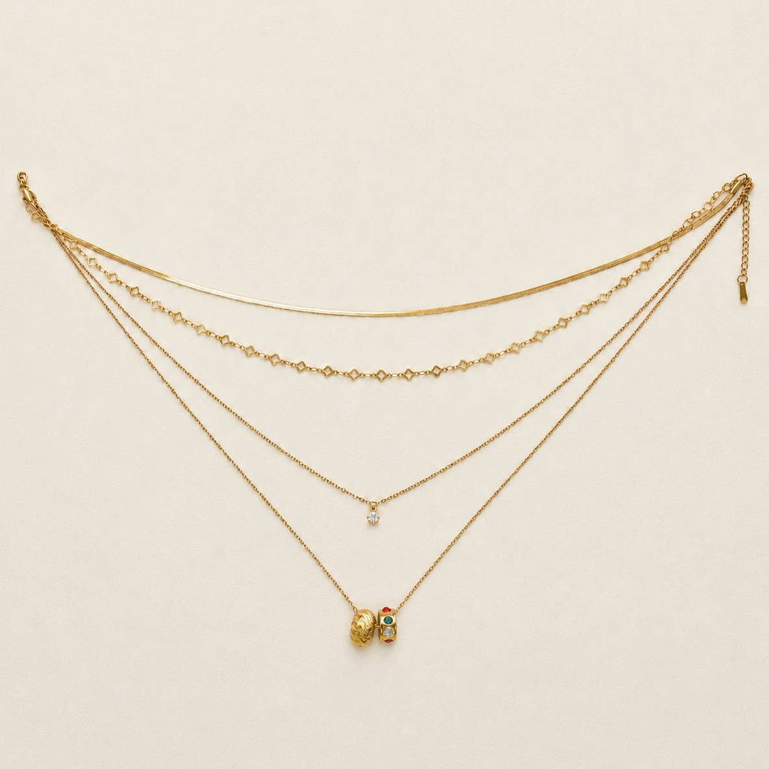 18K STAINLESS STEEL TARNISH FREE LAYERED NECKLACE | 40NK9736