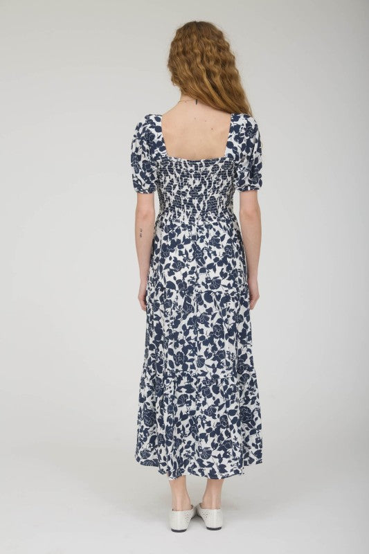 Navy Floral Midi Dress