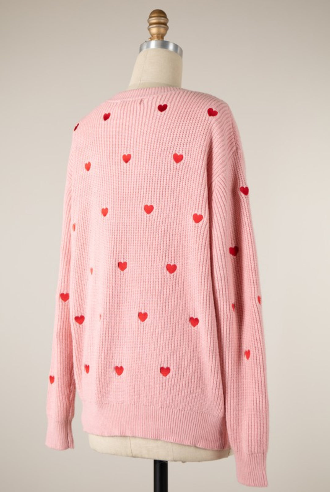 Pink knit heart sweater