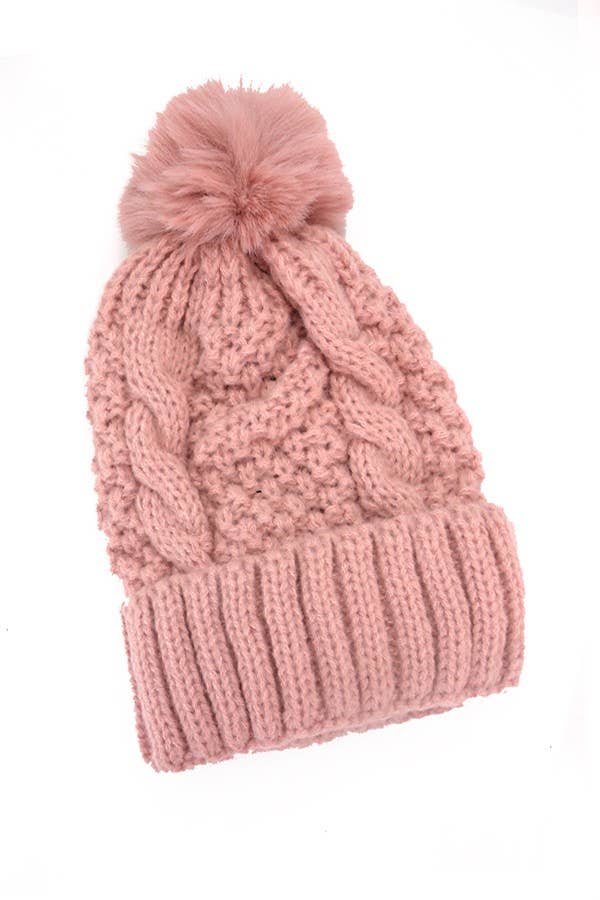 Cable Knit Pom Beanie