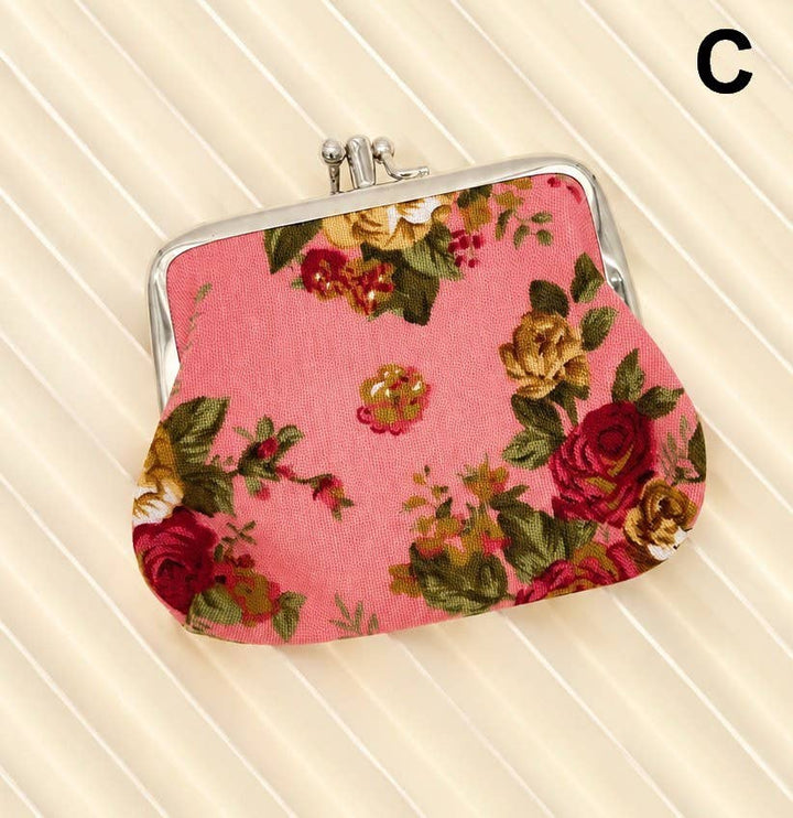 VINTAGE FLORAL KISS LOCK FRAME SMALL WALLET POUCH | 40P647