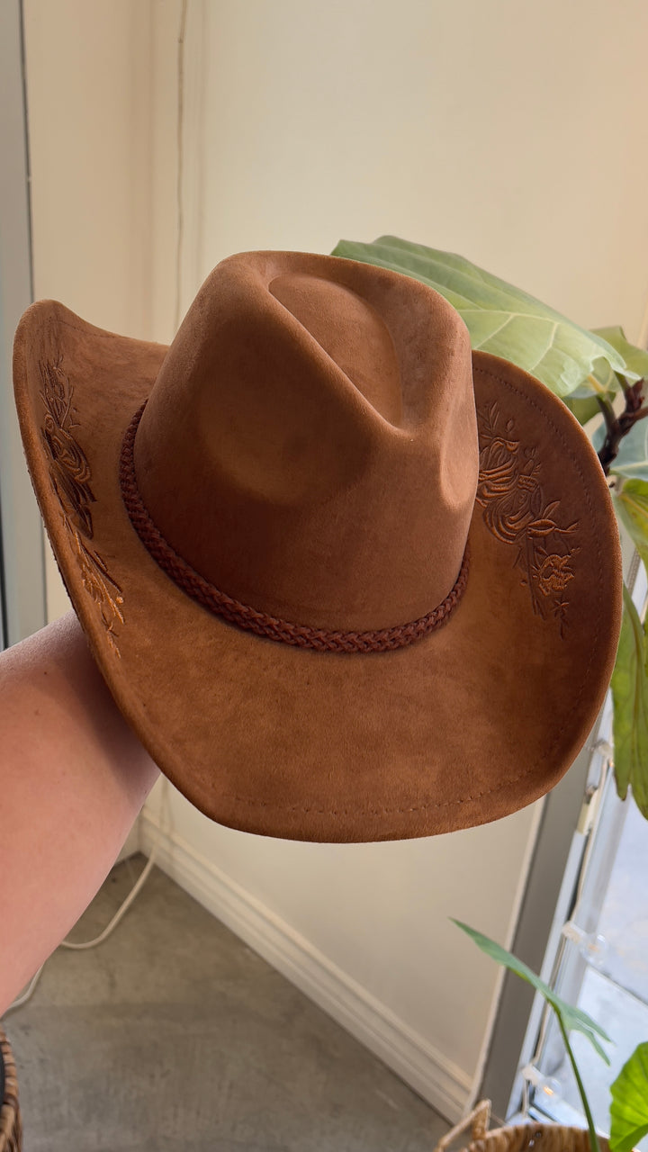 Embroidered Suede Cowboy Hat