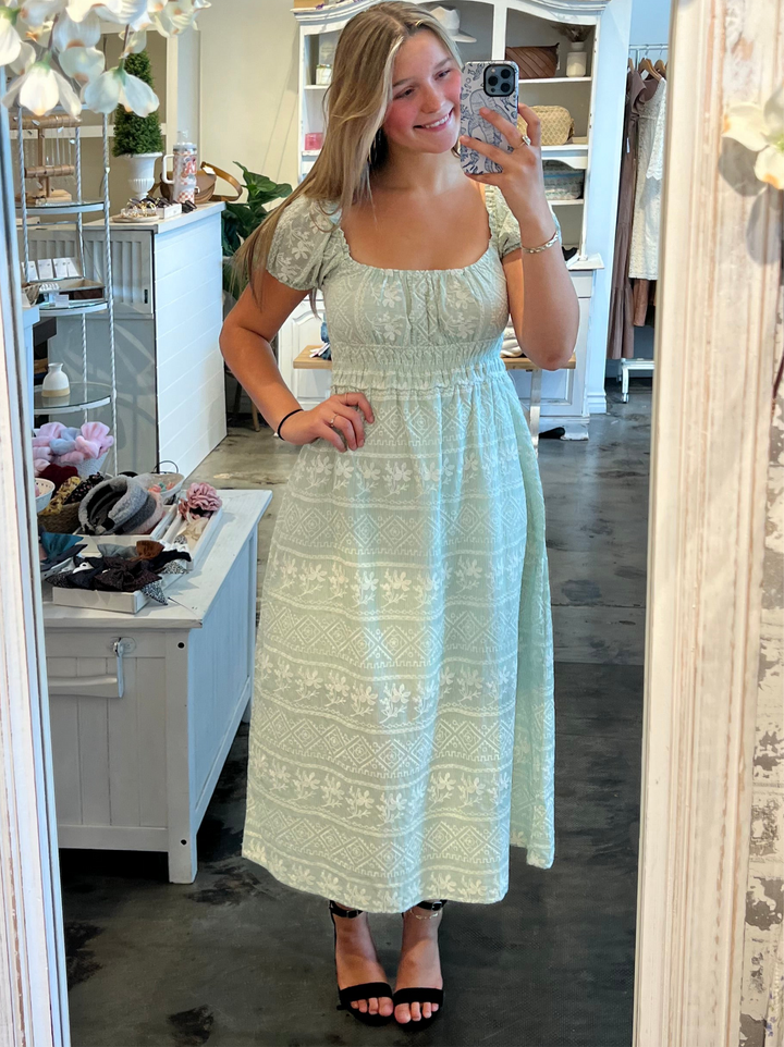 Sage Meadow Embroidered Midi Dress
