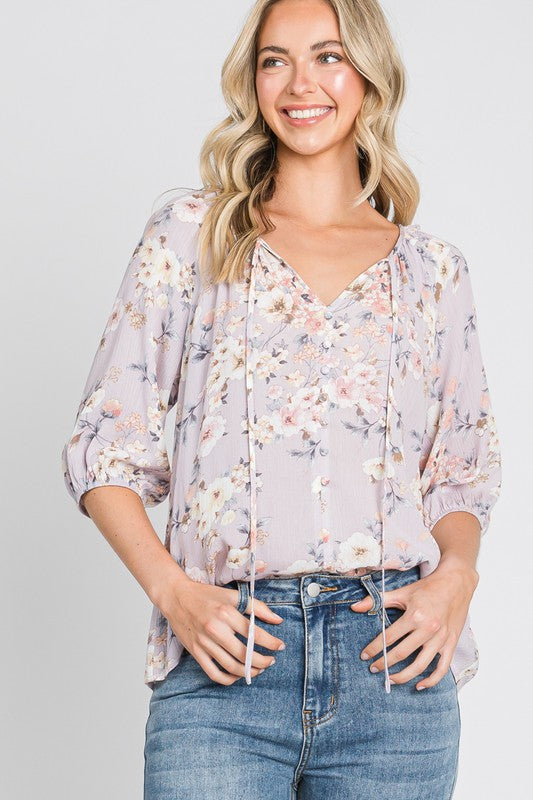 Lavender Floral Blouse