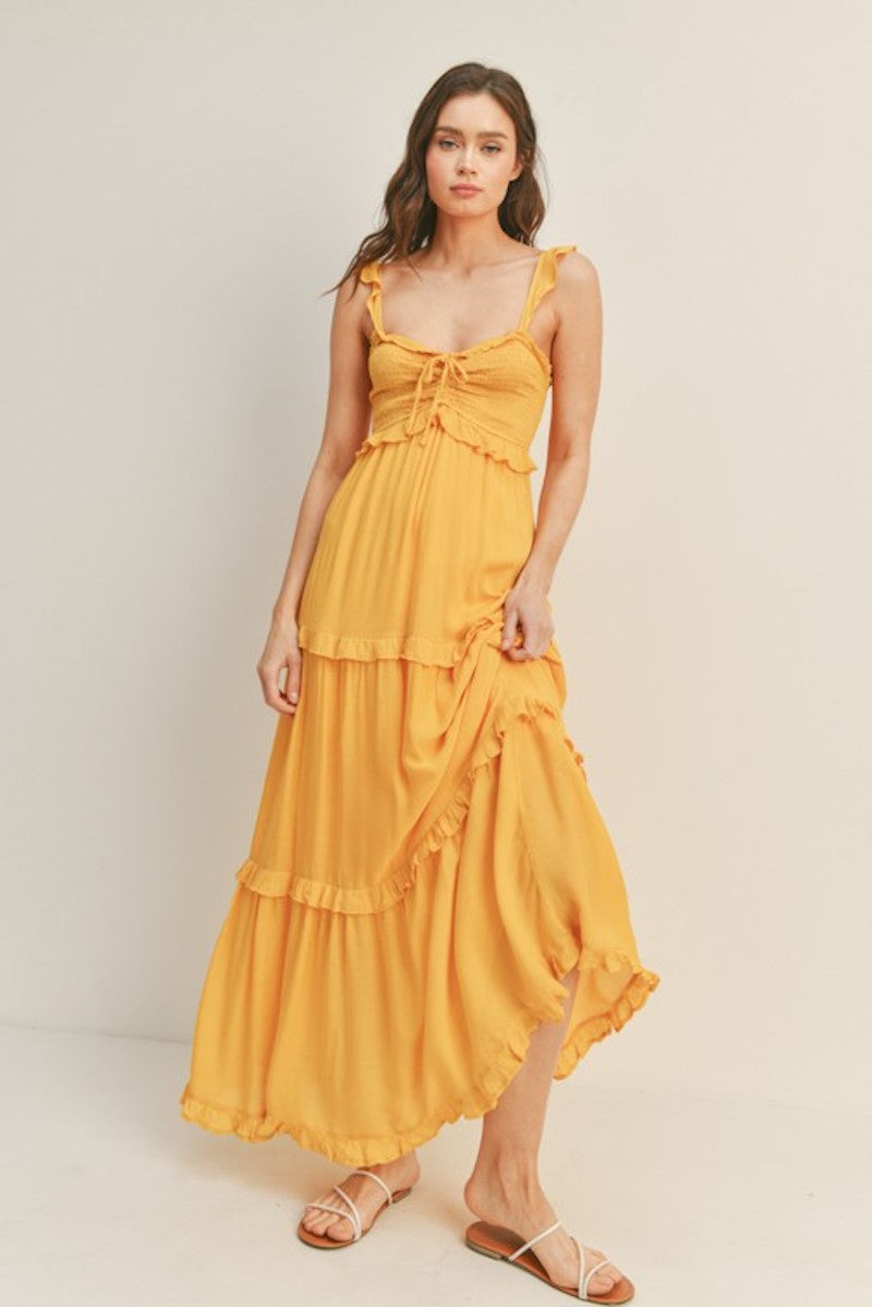 boutique summer dress mustard