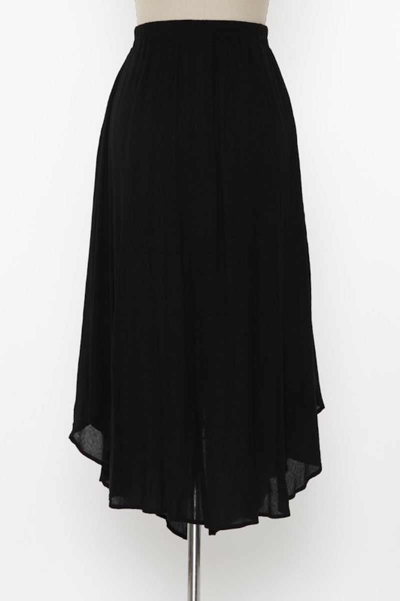 Black flowy button midi skirt