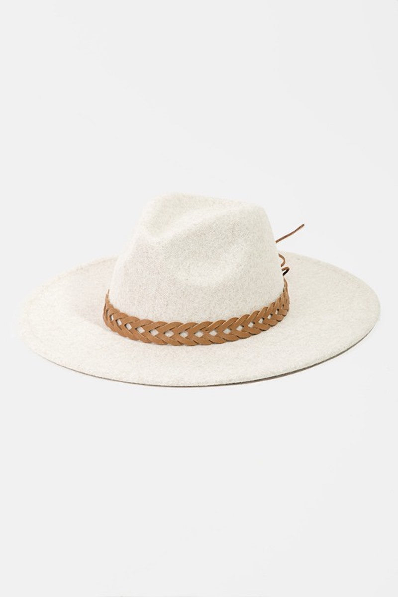 Ivory Hat with Camel Braided Band