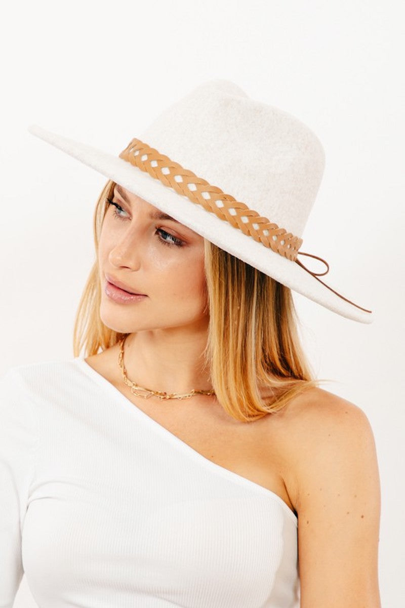 Ivory Hat with Camel Braided Band