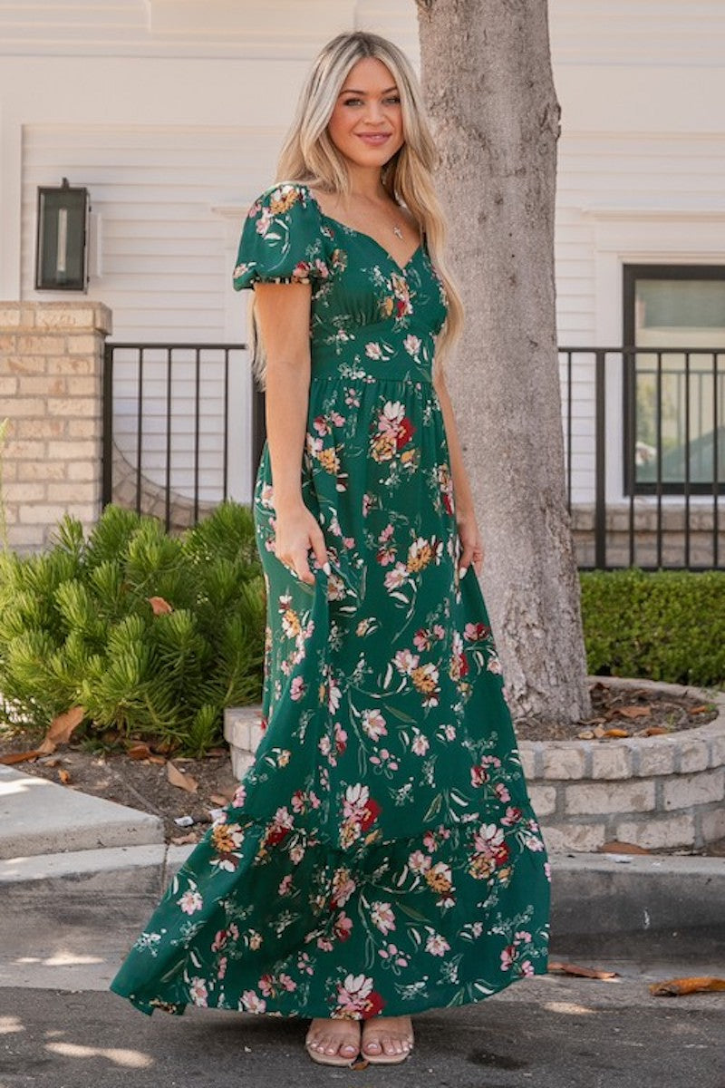 Hunter green 2025 floral dress