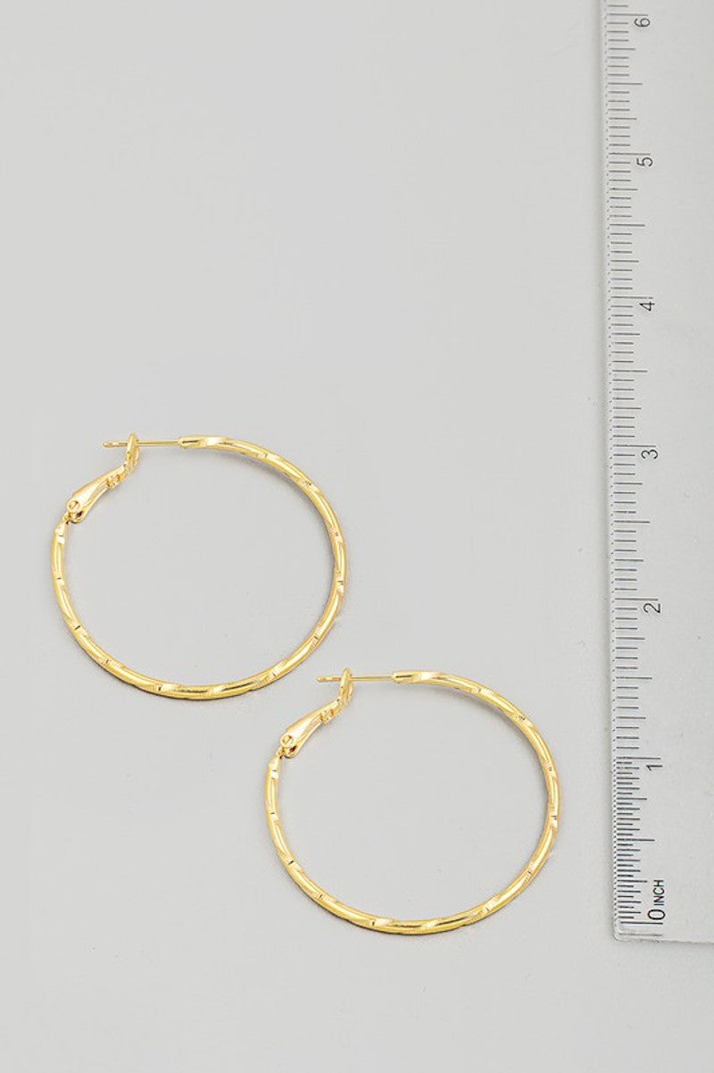 Gold textured hoops