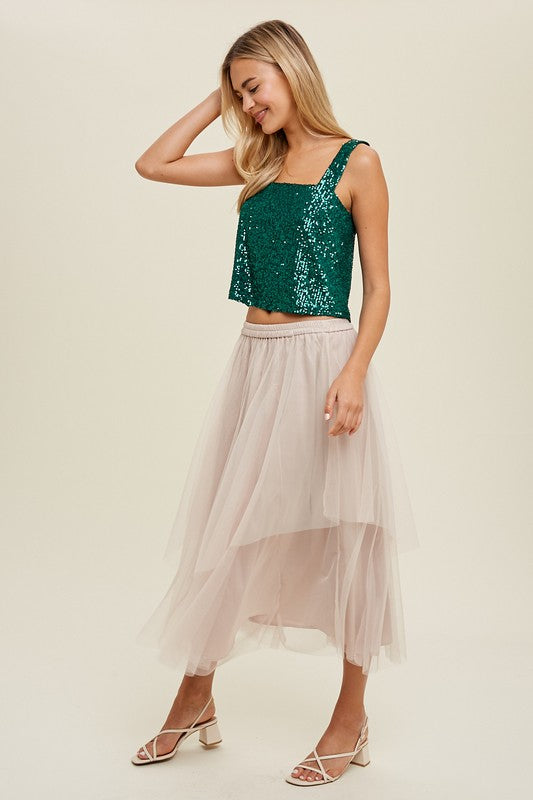 Glam Green Sequin Top