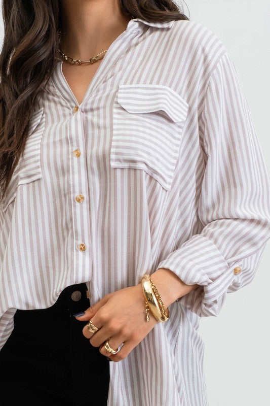 Light Mocha Collared Button Up